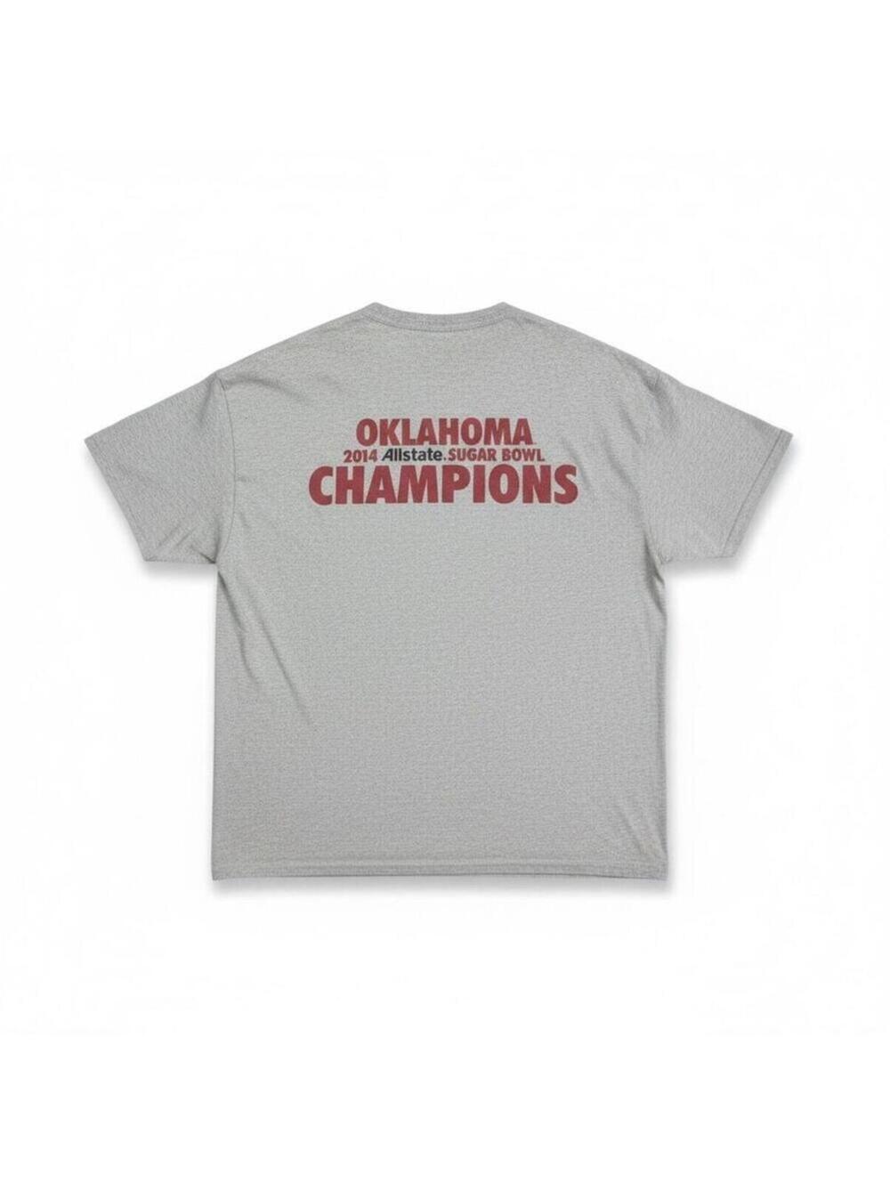 GildanShirt Mens L Oklahoma Sooners 2014 Sugar Bowl Champions Gray Graphic
